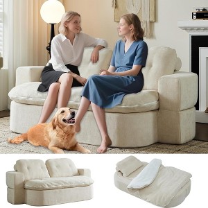 QingMoon Convertible Folding Loveseat Sofa, 78.74'' Compressed Boneless Couch, Memory Foam Floor Couch with Removable Cushion for Living Room - 1 of 4