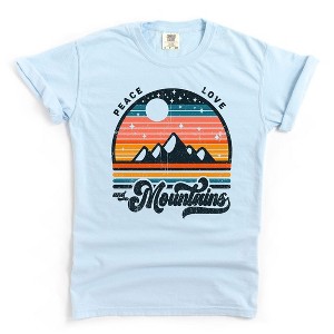 Simply Sage Market Women's Peace Love and Mountains Short Sleeve Garment Dyed Tee - 1 of 3