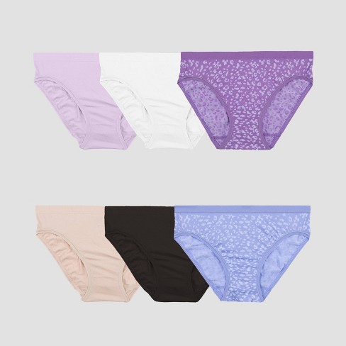  Fruit Of The Loom Womens No Show Seamless Underwear, Amazing  Stretch & No Panty Lines, Available In Plus Size, Pima Cotton Blend-Cheeky  Bikini-3 Pack-Purple/Green/Silver