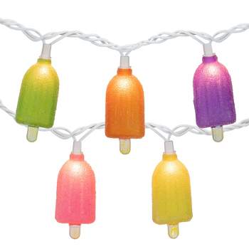 Northlight 10ct Sugared Ice Pop Outdoor Patio String Light Set, 7.25ft White Wire