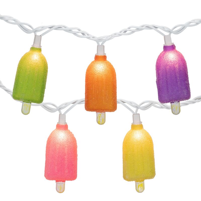 Northlight 10ct Sugared Ice Pop Outdoor Patio String Light Set, 7.25ft White Wire, 1 of 6