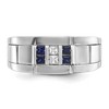 Black Bow Jewelry 9.5mm 14K Two Tone or White Gold Lab-Cr. Sapphire/Diamond Tapered Band - 2 of 4