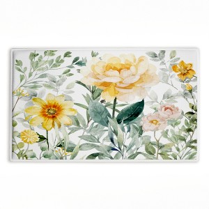 Stupell Industries Yellow Flower Garden Printed Plush Bath Mat And Bath Rug, Design By Kim Allen, 18"X30" - 1 of 4