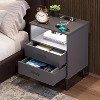 Vlsrka LED Night Stand with Charging Station, 3-Color Dimmable Lights, Modern Bedroom Bedside Table with Drawers, Open Shelf, Metal Legs - 2 of 3