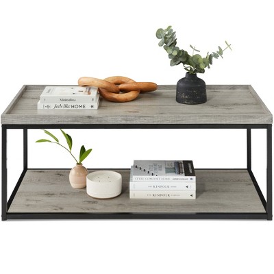 Best Choice Products 44in 2-tier Rectangular Tray Top Coffee Table ...