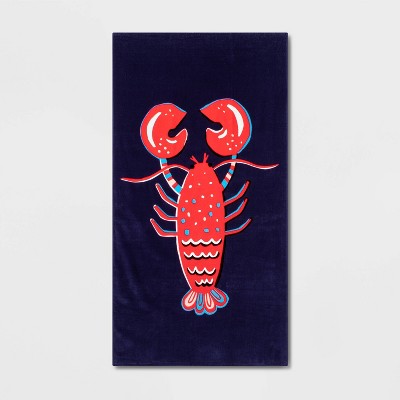 Lobster Printed Beach Towel Red/Blue - Sun Squad™