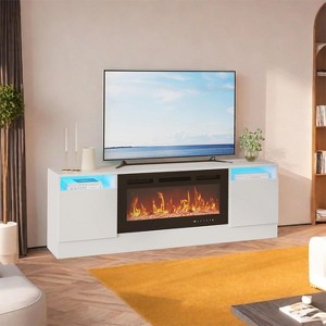 Modern TV Stand for TV Up to 75" TV, 70 ''Television Console Table Cabinets with Storage, Fits Into 36'' Electric Fireplace(Not Included Fireplace) - 1 of 4