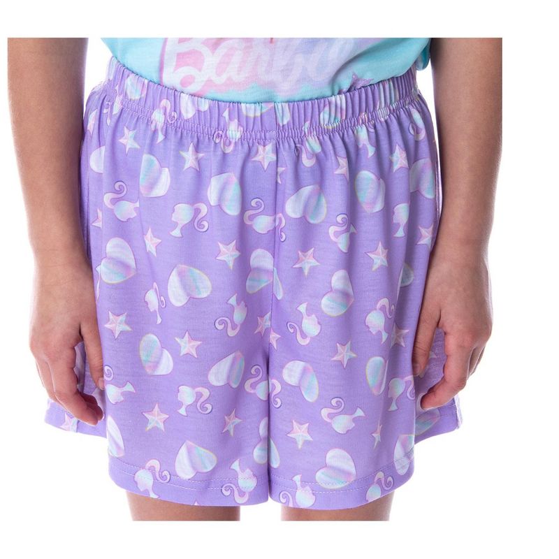 Barbie Little Girls' Unicorn Love Shirt and Shorts 2 PC Pajama Set Unicorn Love, 4 of 6