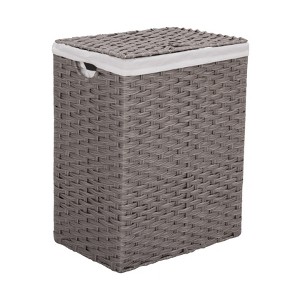 Seville Classics Modern Handwoven Lidded Rectangle Laundry Room Hamper with Liner - 1 of 4