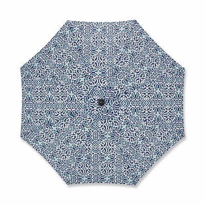 9' Outdoor/Indoor Patio Market Umbrella Damask Marine Blue - Pillow Perfect