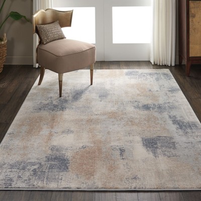 Modern Abstract Beige & Grey Synthetic Area Rug 3'11" x 5'11"