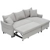 JOYRACER 80" corduroy convertible sofa bed, L-shaped couch with 2 small throw pillows, storage sleeper sofa for small apartments & Living Room - 2 of 4
