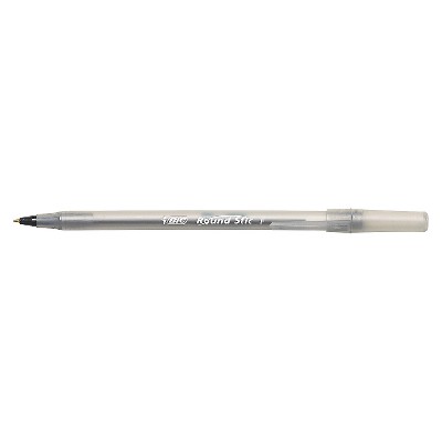 BIC® Round Stic Ballpoint Stick Pen, Black Ink, Fine, Dozen
