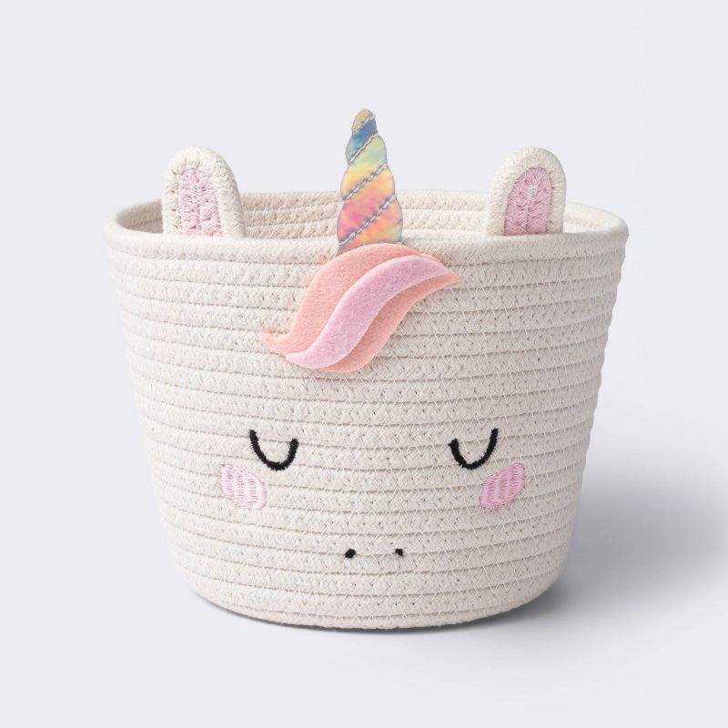 Coiled Rope Forest Animal Small Round Storage Basket - Unicorn - Cloud Island&#8482;, 1 of 6