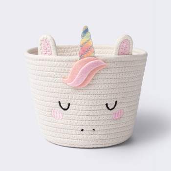 Coiled Rope Forest Animal Small Round Storage Basket - Unicorn - Cloud Island™
