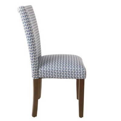 Blue Geometric Faux Leather Parsons Side Chair Set