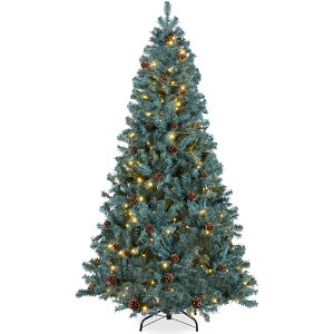 Best Choice Products Pre-Lit Pre-Decorated Holiday Christmas Pine Tree w/ Lights, Base – Blue Spruce - 1 of 4