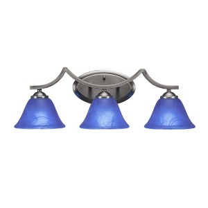 Toltec Lighting Zilo 3 - Light Vanity in  Graphite with 7" Blue Italian Shade - 1 of 1