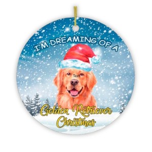 I'm Dreaming of a Golden Retriever Christmas Ornament| OrnamentallyYou - 1 of 4
