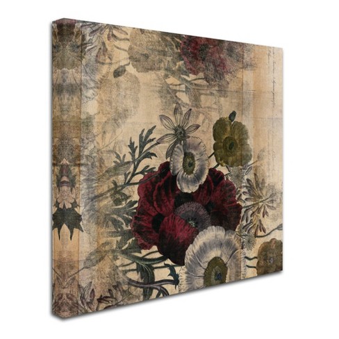 Trademark Fine Art -marcee Duggar 'floral Collage Burgundy Bloom ...