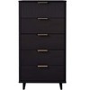 GDFStudio Jackie 24" Modern 5-Drawer Solid Wood Tall Narrow Dresser with Ribbed Detailing - 2 of 4