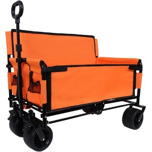 Grungis 500lbs Heavy-Duty Folding Wagon Cart,3-in-1 Shopping Cart with Bench Seat & Storage,Utility Cart for Camping,Sports - 1 of 4