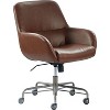 Forester Leather Office Chair Cognac Brown - Finch: Ergonomic, Padded Arms, Mid-Height Back, Metallic Base - 2 of 4