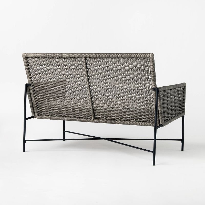 Wicker &#38; Metal X Frame Outdoor Patio Loveseat - Gray - Threshold&#8482; designed with Studio McGee, 5 of 9