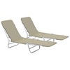 vidaXL 2x Folding Sun Lounger Steel and Fabric Garden Lounge Seat - Taupe - 2 of 4