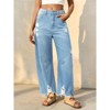 Imily Bela Womens Baggy Barrel Jeans Cropped Boyfriend Wide Leg Raw Hem Denim Pants - 2 of 4