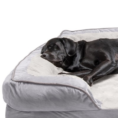 Jumbo Granite Gray Velvet Orthopedic Sofa Pet Bed