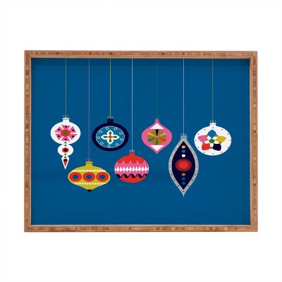 Showmemars Retro Christmas Baubles Rectangular Tray -Deny Designs