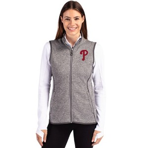 Philadelphia Phillies Cutter & Buck Mainsail Sweater Knit Womens Full Zip Vest - 1 of 1