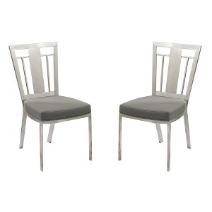 Armen Living,Cleo Contemporary Dining Chair In Gray and Stainless Steel - Set of 2 - 1 of 2
