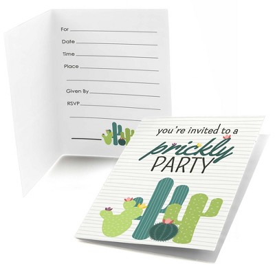 Big Dot of Happiness Prickly Cactus Party - Fill In Fiesta Party Invitations (8 count)