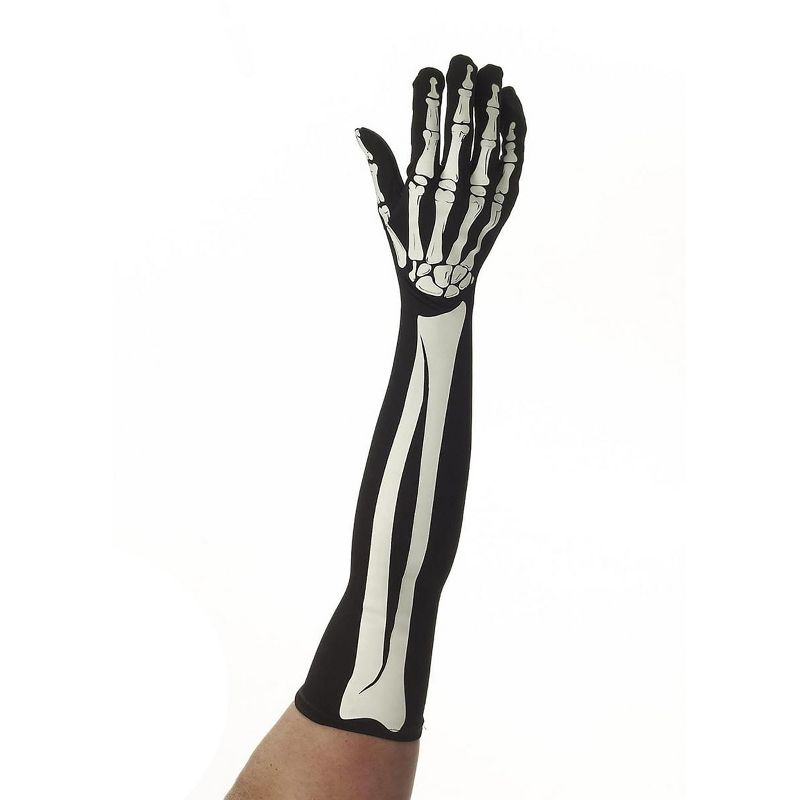 Forum Novelties Skeleton Bones Long Adult Women's Costume Gloves, 1 of 2