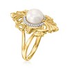 Ross-Simons 7-7.5mm Cultured Pearl Ring With Diamonds in 18kt Gold Over Sterling - 3 of 4