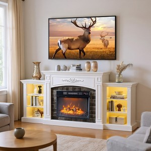Farmhouse 80'' TV Stand For Tvs Up To 80'' With Electric Fireplace And Adjustable Shelves - 1 of 4