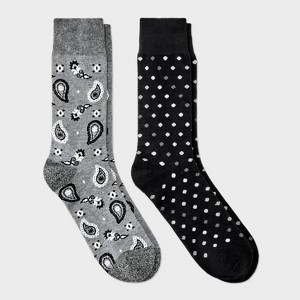 Men's Polka Dots Novelty Crew Socks 2pk - Goodfellow & Co™ Charcoal Gray 7-12 - 1 of 3