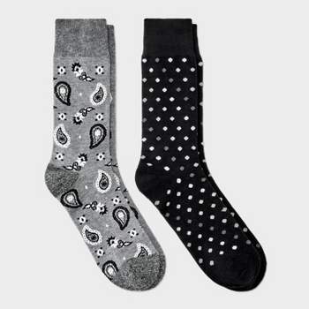 Men's Polka Dots Novelty Crew Socks 2pk - Goodfellow & Co™ Charcoal Gray 7-12