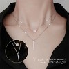 Boersma Trendy Silver Double Chain Necklace for Women – Long Stick Pendant with Micro Pave Zircon Round Charm, Elegant Layered Jewelry - 3 of 4