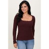 Pinkblush Burgundy Pointelle Knit Lace Trim Square Neck Maternity Top - 3 of 3