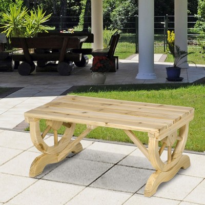 Natural Wood Wagon Wheel 2-Person Garden Bench