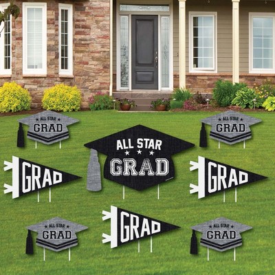 Big Dot of Happiness All Star Grad - Yard Sign and Outdoor Lawn Decorations - Graduation Party Yard Signs - Set of 8