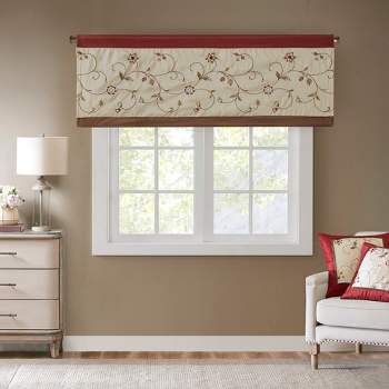 50"x18" Monroe Embroidered Window Valance Red - Madison Park