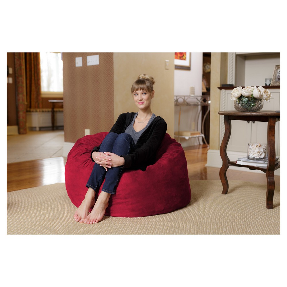 Photos - Bean Bag 3' Kids'  Chair with Memory Foam Filling and Washable Cover Red 