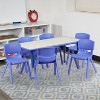 Flash Furniture 23.625"W x 47.25"L Rectangular Plastic Height Adjustable Activity Table Set with 6 Chairs - image 2 of 4