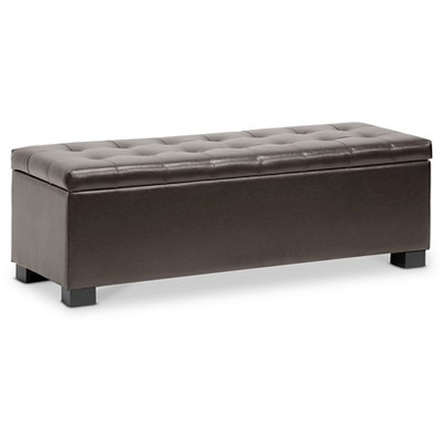 Roanoke Storage Ottoman Dark Brown - Baxton Studio