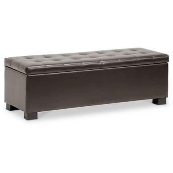 Roanoke Storage Ottoman Dark Brown - Baxton Studio