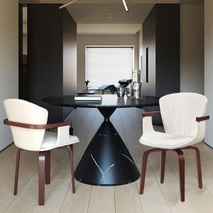 Mid-Century Modern Bentwood Swivel Dining Chairs (Set of 2) ¨C Heat-Pressed PU Leather Accent Chairs in White - 1 of 1
